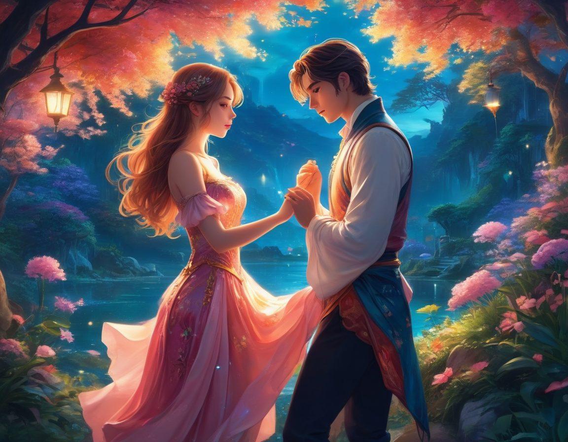 A captivating scene featuring an ethereal fantasy world where anime characters embody sensuality and allure, surrounded by vibrant colors and whimsical landscapes. The image showcases a blend of playful and seductive poses, highlighting intricate character designs and magical elements that emphasize the intersection of fantasy and sensuality. Soft glowing lights and dreamlike backgrounds enhance the enchanting atmosphere. Illustrative style with intricate details. vibrant colors. painting.